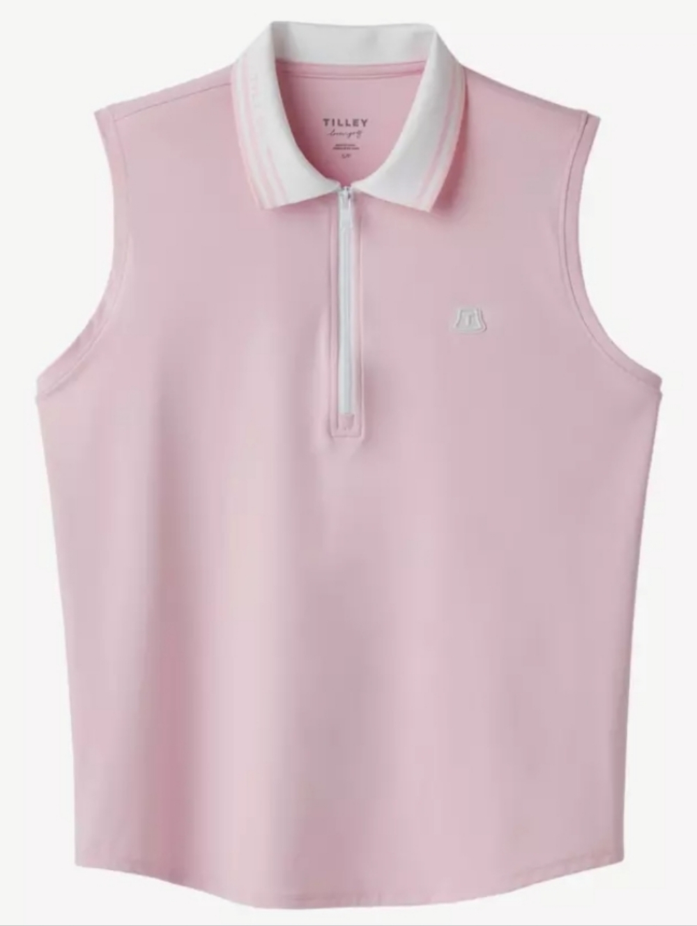 Tilley Loves Golf Women's Tech Jersey Sleeveless Pink Quarter Zip Polo Size XS